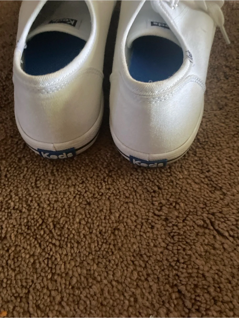 Keds White Canvas Lace-Up Sneakers with Blue Insole - Picture 3 of 5